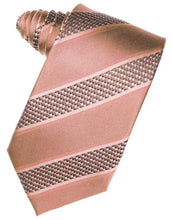 Load image into Gallery viewer, Chocolate Venetian Pin Dot Striped Necktie
