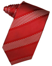 Load image into Gallery viewer, Red Venetian Pin Dot Striped Necktie
