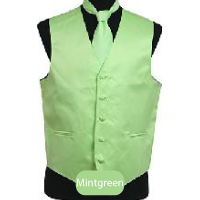 Mint-Green Mens Solid Vest