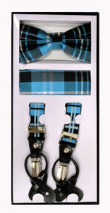 Suspender Set Plaid Tourqouise
